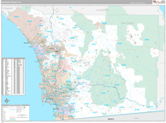 San Diego County, CA Digital Map Premium Style